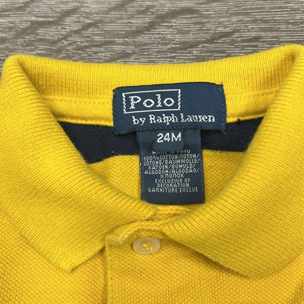 Polo by Ralph Lauren Yellow and Navy Striped Polo size 24 months - Picture 3 of 4